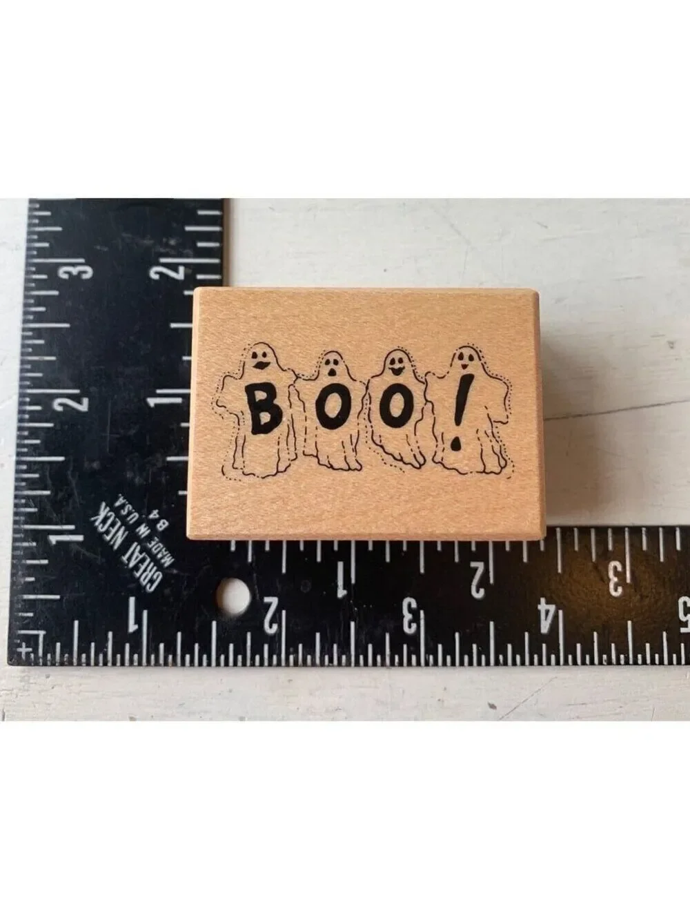 PSX Designs Boo Ghost Wood Mounted Rubber Stamp Word D-948 Spooky Halloween